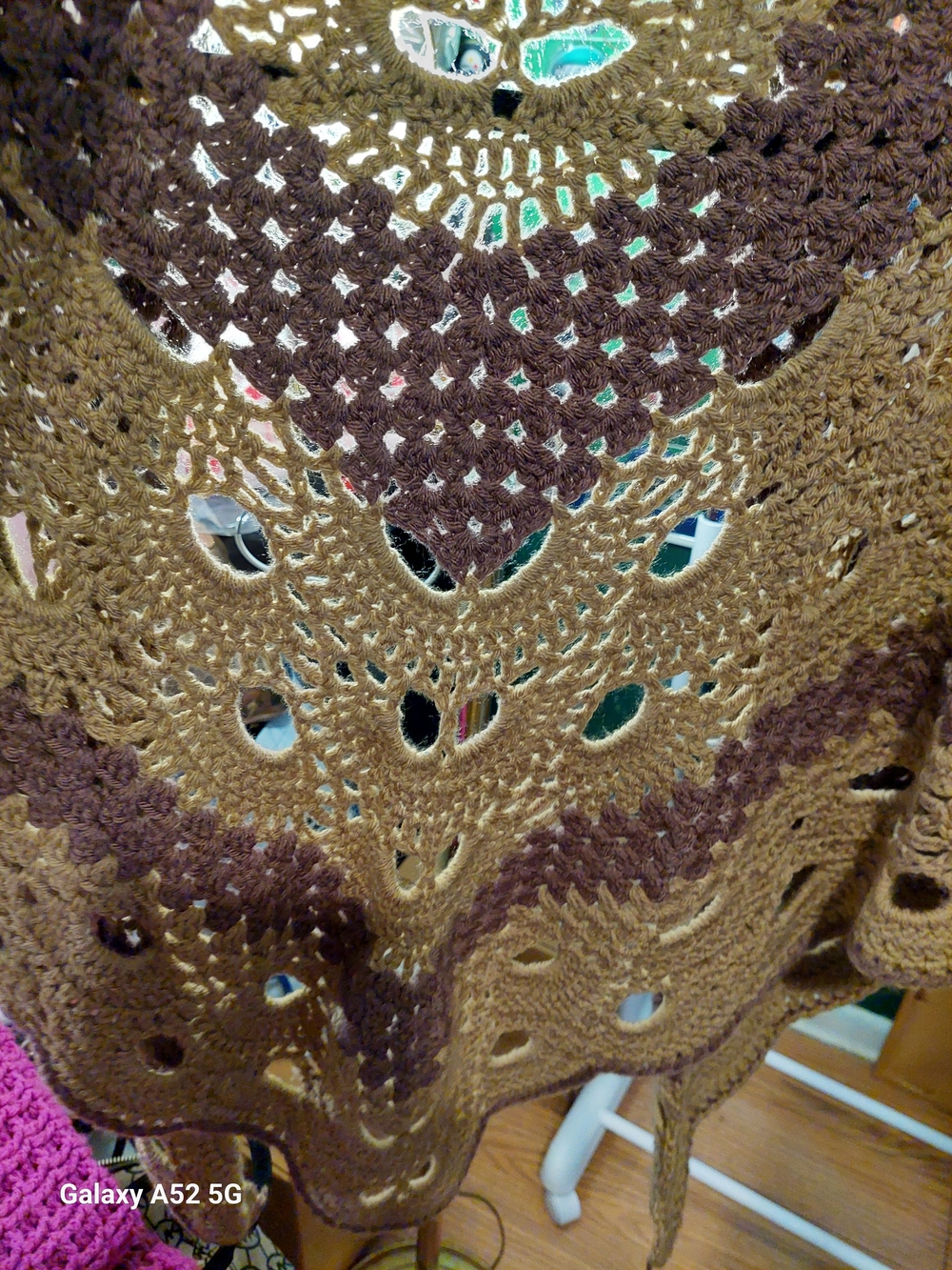 Brown Handmade Crochet Openwork Women's Shoulders Shrug - Picture 2 of 2